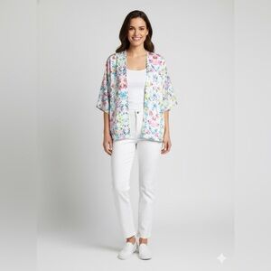 AMANDA UPRICHARD 100% Silk Floral Topper / Kimono / Cardigan MADE IN USA Sz S